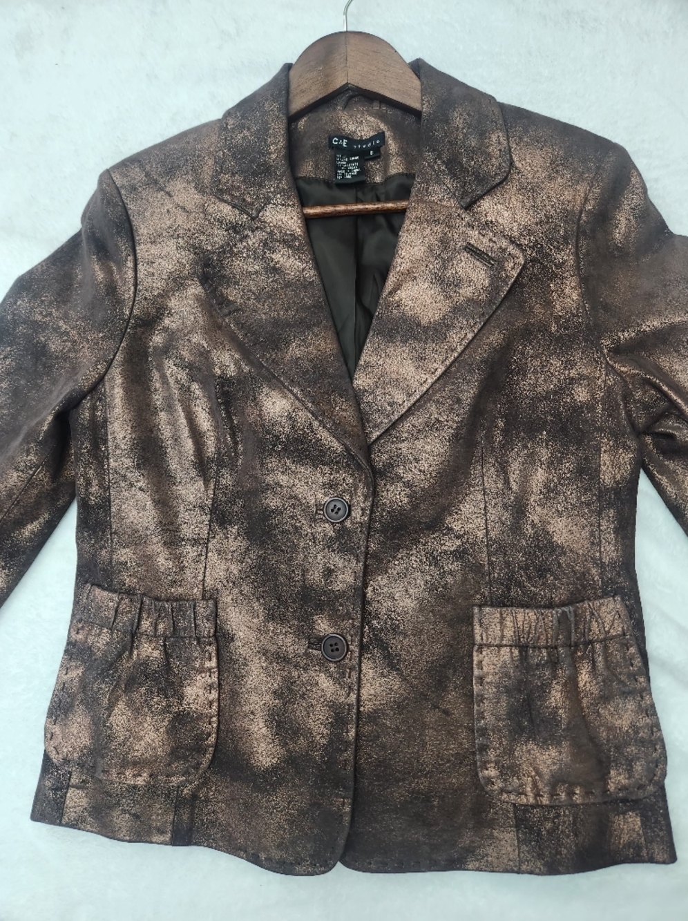 Vintage Metallic Bronze Textured Blazer Jacket - C9 by Champion Size 6 - Picture 3 of 12